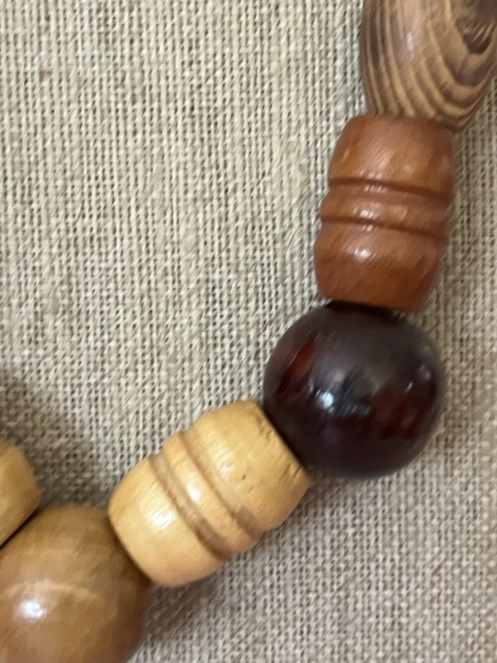 Chunky Wooden Beaded Necklace With Varied Shapes & Natural Tones For Women - Picture 3 of 5